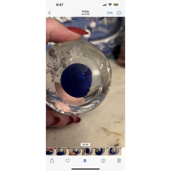 Adam Jablonski Hand Crafted Art Glass Crystal Swirl Faceted Paperweight,  Signed - Picture 6 of 7